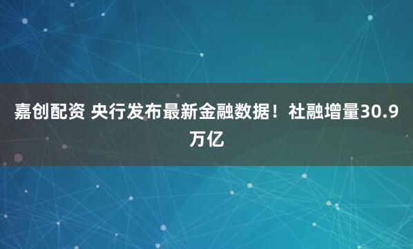 嘉创配资 央行发布最新金融数据！社融增量30.9万亿