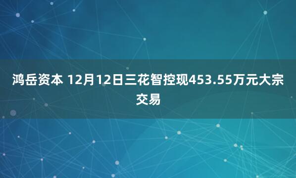 鸿岳资本 12月12日三花智控现453.55万元大宗交易